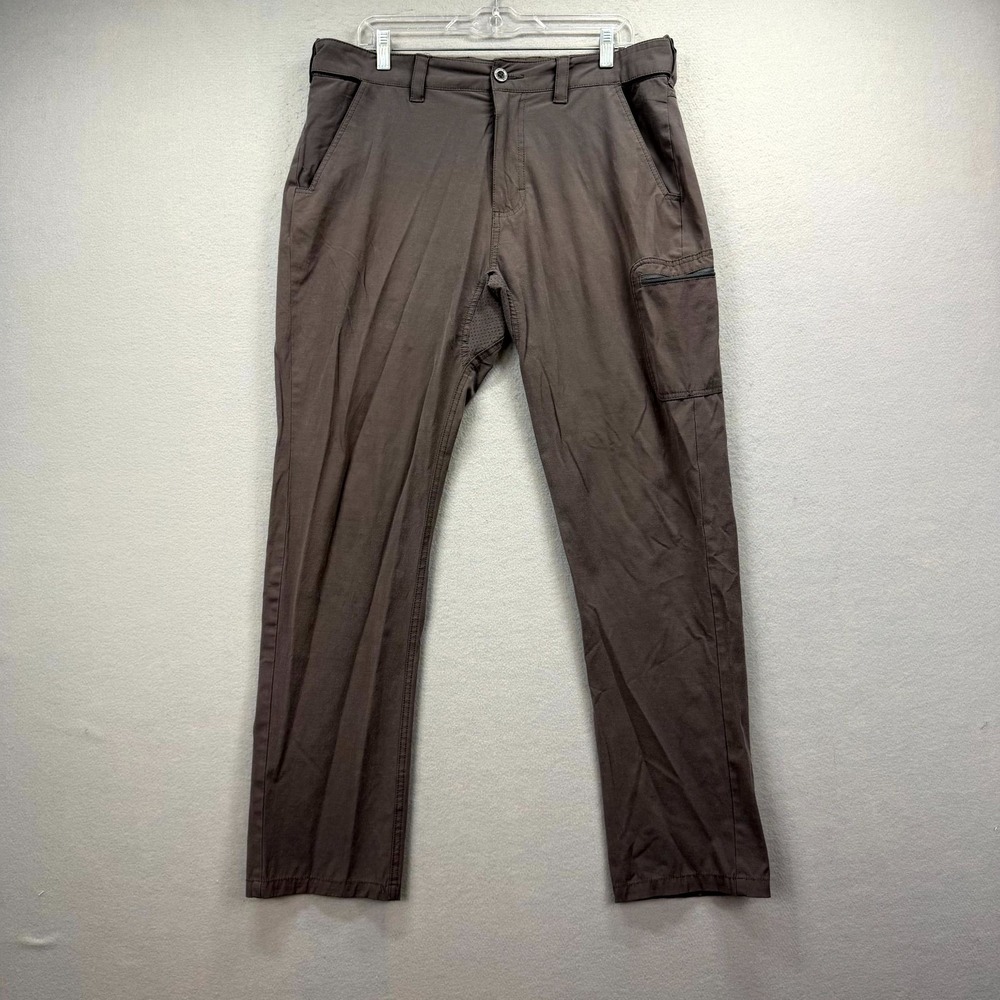 Huk Work Cargo Pants‎ Men Large 37x32* Brown Hiking Fishing Outdoor Straight Leg